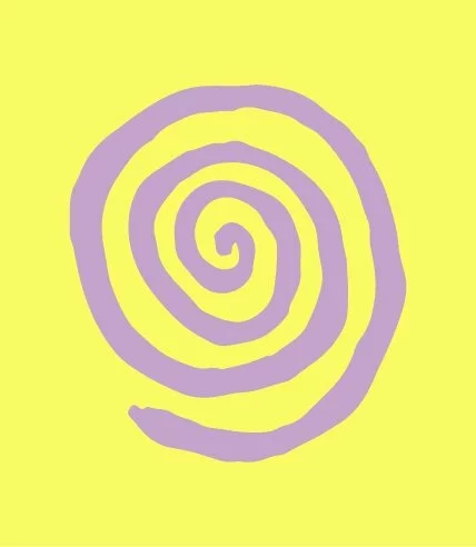 Purple swirl with yellow background